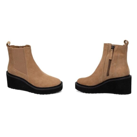 Linea Paolo Leather‎ Ankle Boots Women's Platform Side Zip Winter Tan Size 9.5 - Picture 5 of 6